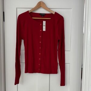 J. Crew Women's Red Ribbed Cardigan